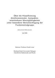 Über die Klassi zierung dreidimensionaler, kompakter