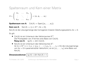 Spaltenraum und Kern einer Matrix