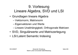 9. Vorlesung Lineare Algebra, SVD und LSI - Martin