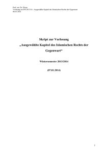 Ausgewählte Kapitel des Islamischen Rechts der Gegenwart