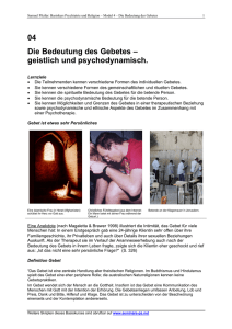 Die Bedeutung des Gebetes - Psychiatrie Psychotherapie und