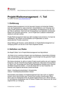 Projekt-Risikomanagement 1.Teil