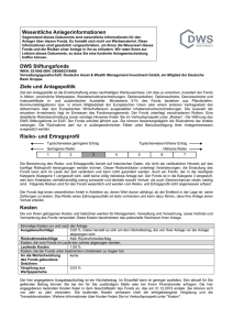 Wesentliche Anlegerinformationen DWS Stiftungsfonds Ziele und