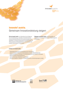 innovate! austria. Gemeinsam Innovationsleistung steigern