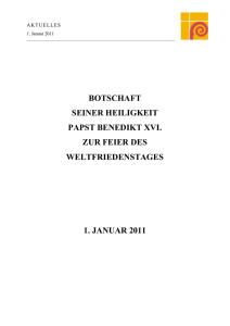 BOTSCHAFT SEINER HEILIGKEIT PAPST BENEDIKT XVI. ZUR