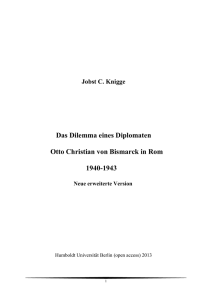 Das Dilemma eines Diplomaten - Otto Christian von Bismarck