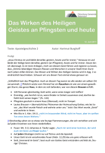 Das Wirken des Heiligen Geistes an Pfingsten und heute