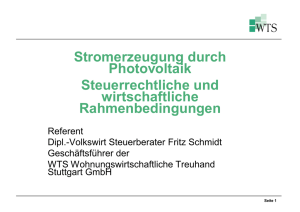 Stromerzeugung durch Photovoltaik – H. Schmidt, WTS GmbH
