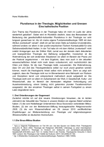 Pluralismus in der Theologie. Möglichkeiten und