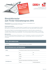 Einreichformular zum Tiroler Innovationspreis 2016