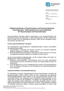 Positionspapier zur Indikation für Psychoanalyse.