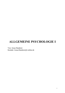 ALLGEMEINE PSYCHOLOGIE I