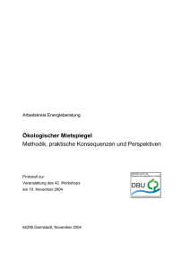 Ökologischer Mietspiegel Methodik, praktische Konsequenzen und