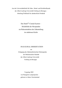 Das StaubTM-Cranial-System – Reliabilität der Messpunkte zur