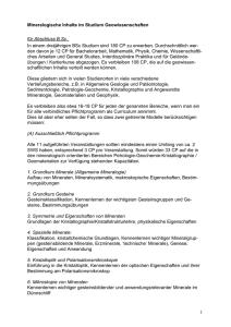 1 Mineralogische Inhalte im Studium Geowissenschaften für