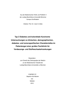 Typ 2 Diabetes und kolorektale Karzinome Untersuchungen zu