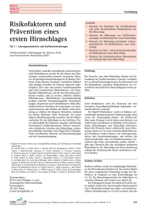 Risikofaktoren und Prävention eines ersten Hirnschlages $$ Teil 1