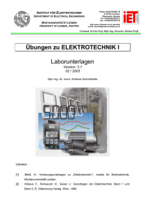 Übungen zu ELEKTROTECHNIK I Laborunterlagen