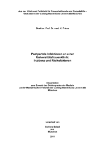 Postpartale Infektionen an einer Universit&auml;tsfrauenklinik: Inzidenz