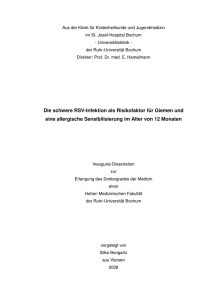 Die schwere RSV-Infektion als Risikofaktor für Giemen und eine