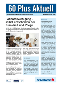 Patientenverfügung – selbst entscheiden bei Krankheit und Pflege