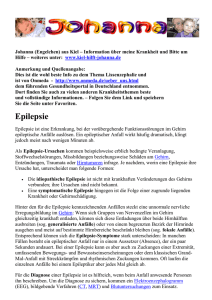 Epileptische Anfälle - Zurück zur Homepage von Johanna