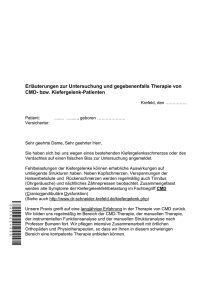 Erläuterungen zur Untersuchung und gegebenenfalls Therapie von