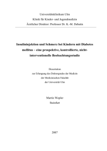 Insulininjektion und Schmerz bei Kindern mit Diabetes mellitus