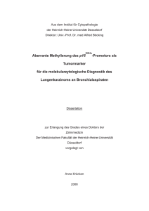 Aberrante Methylierung des p16 -Promotors als Tumormarker für die