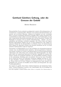 Gotthard Günthers Geltung, oder die Grenzen der Geduld