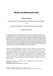 Markt und Marktwirtschaft - Universität des Saarlandes