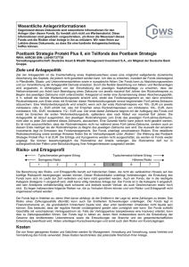 Wesentliche Anlegerinformationen Postbank Strategie Protekt Plus II