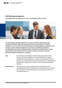 DAS Bildungsmanagement Durchgeführt in Kooperation mit der