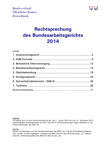 Rechtsprechung des Bundesarbeitsgerichts 2014