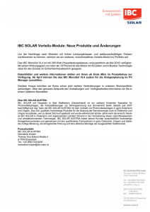 IBC SOLAR Vorteils-Module: Neue Produkte und Änderungen