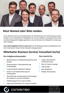 Mitarbeiter Business Service/ Consultant (m/w) Most Wanted Jobs