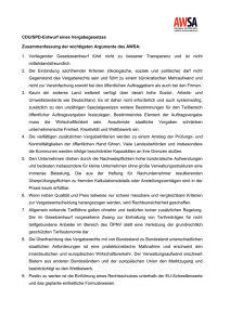 CDU/SPD-Entwurf eines Vergabegesetzes Zusammenfassung der