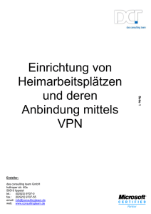 Einrichtung von Heimarbeitsplätzen und deren Anbindung mittels VPN