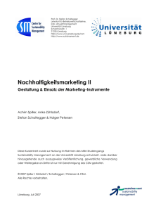 Nachhaltigkeitsmarketing II. Gestaltung & Einsatz der Marketing
