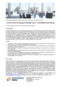 (Junior) Online Kampagnen Manager (m/w) – Social Media