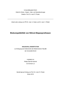 Biokompatibilität von Nitinol-Stapesprothesen