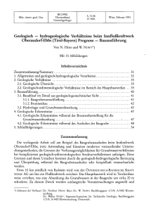 Geologisch — hydrogeologische Verhältnisse beim Innflußkraftwerk