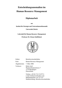 Entscheidungsanomalien im Human Resource Management