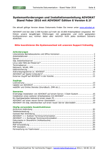 Systemanforderungen und Installationsanleitung ADVOKAT Stand