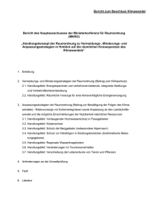 Bericht zum Beschluss Raumordnung und Klimawandel