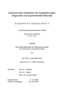 Unerwünschte Gedanken bei Angststörungen: Diagnostik und