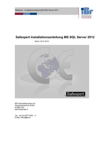 Safexpert Installationsanleitung MS SQL Server 2012