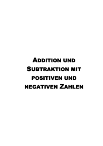 addition und subtraktion mit positiven und negativen zahlen