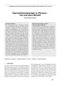 Reproduktionsbiologie in Pflanzen - Naturforschende Gesellschaft