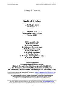 Kodierleitfaden Geriatrie - Deutsche Gesellschaft für Gerontologie